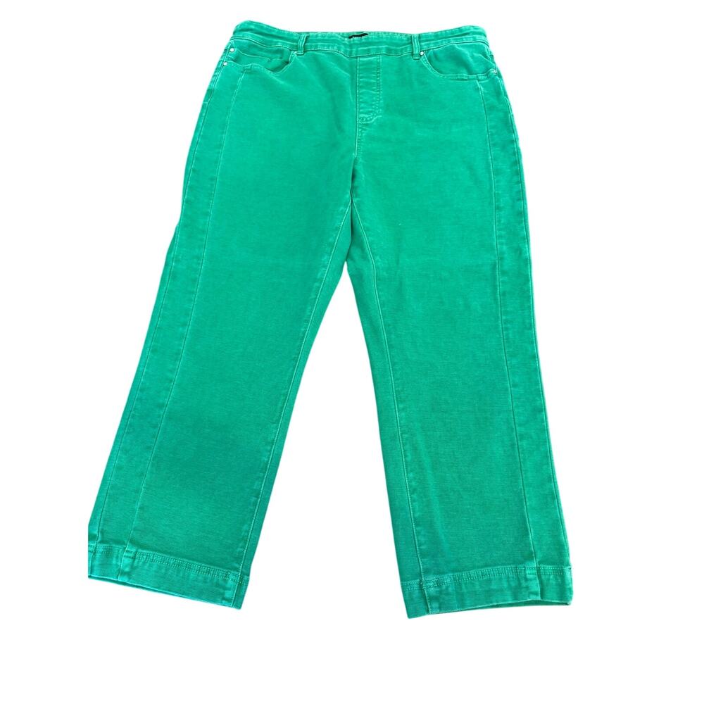 Tribal Denim Jeans Pants Cropped Cotton Green Women size 16 gameday